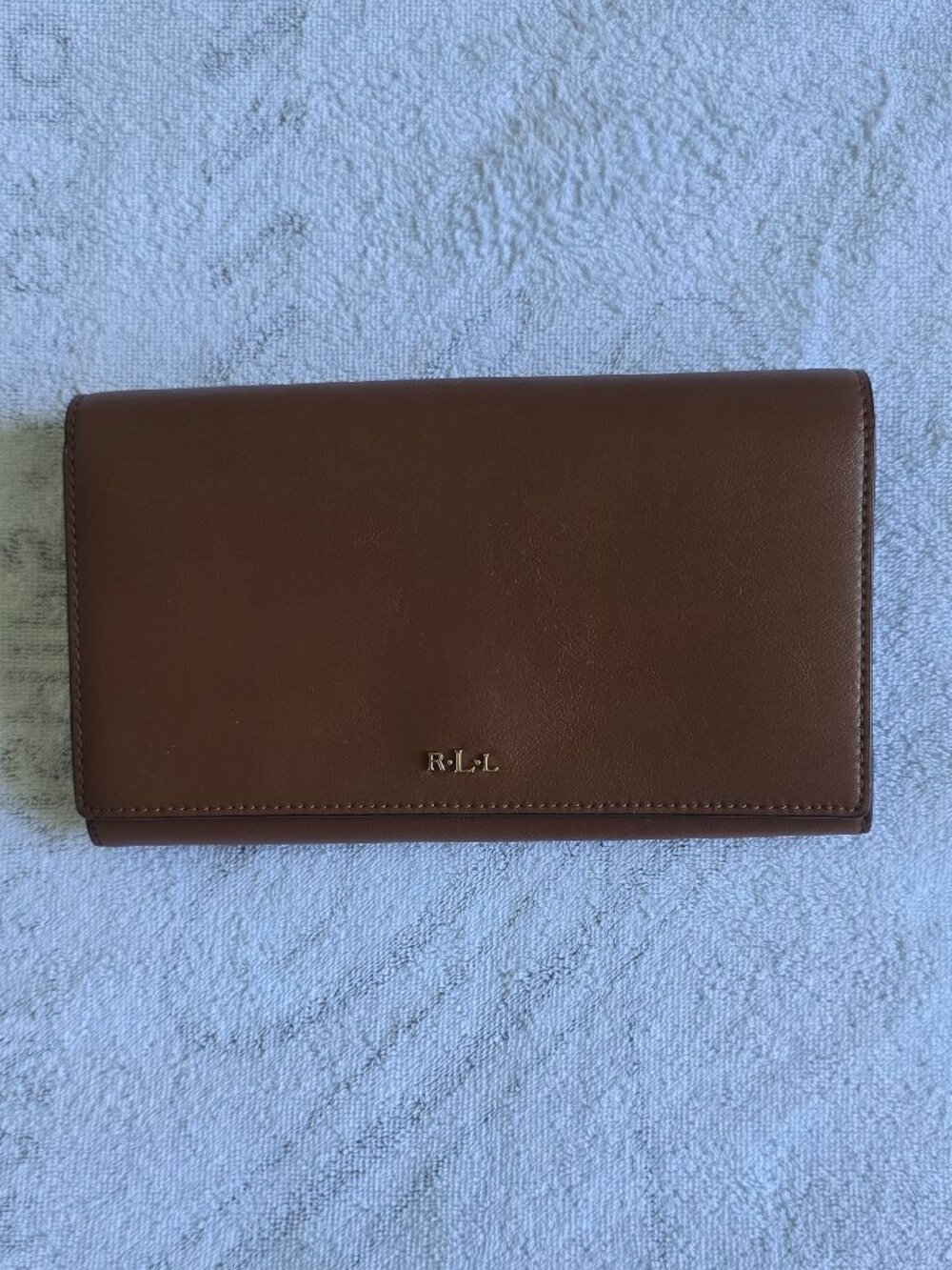 Lauren Ralph Lauren Brown Leather Long Slim Wallet LRL